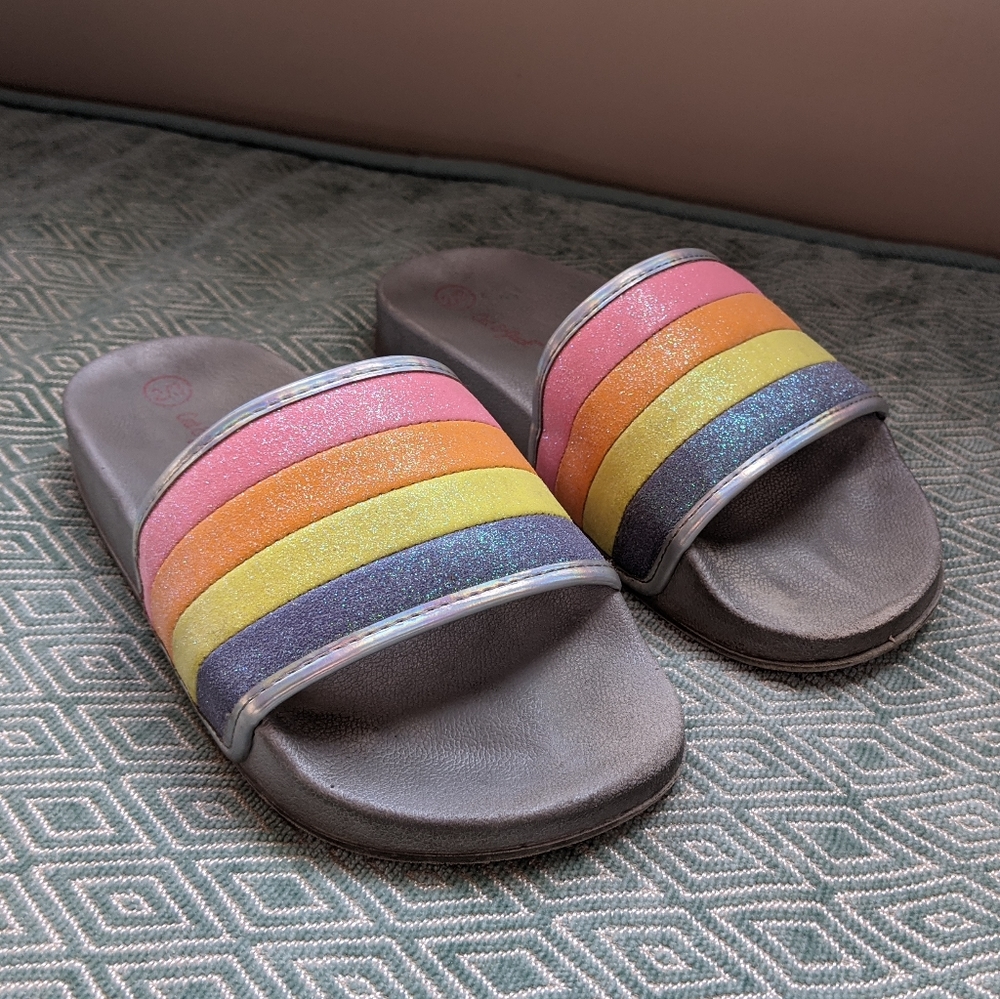 Cat & Jack Sparkly Rainbow Slide Sandals